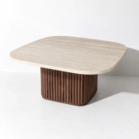 Table basse Esther effet travertin — autre angle