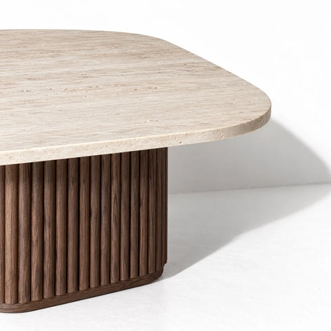 Table basse Esther effet travertin — detail