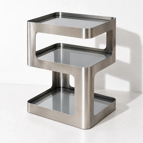 Table d’appoint métal verre teinté — vue entiere
