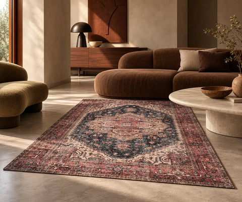 Tapis Nora rouge persan — salon