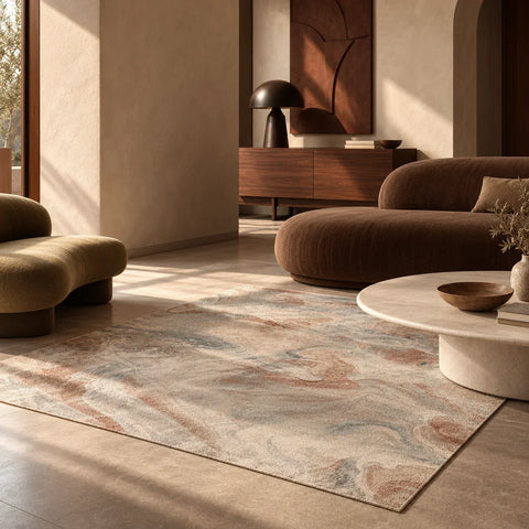 Tapis Carrare abstrait recyclé — salon