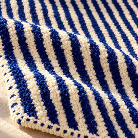 Tapis berbère bleu laine — gros plan
