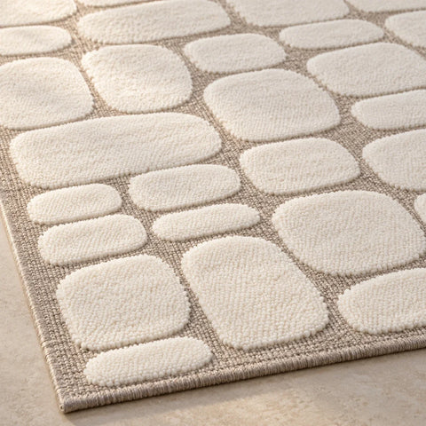 Tapis Galet relief japandi — gros plan