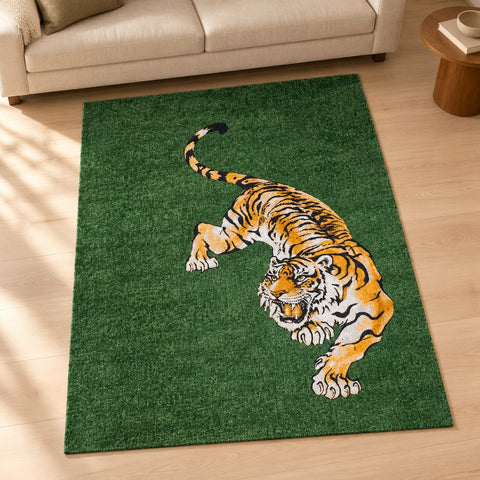 Tapis Ecorug Green On Fire — mise en situation illustrative avec canapé