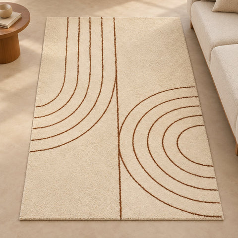 Tapis Tampa coton beige — mise en situation illustrative avec canapé